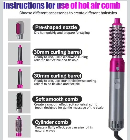SEDLAV 5-in-1 Volumizing Hair Styler - Blow Dryer Brush with Detachable Head for Straightening, Curling, Drying, Combing & StylingDetails