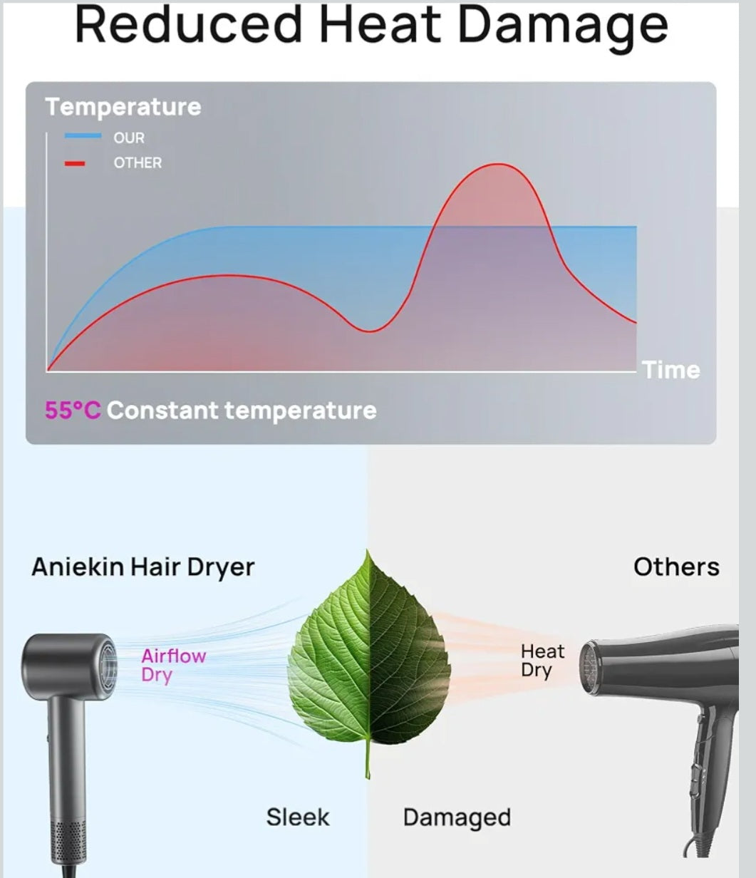 Aniekin Hair Dryer, High-Speed Ionic Low Noise Blow Dryer
