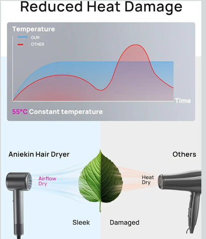 Aniekin Hair Dryer, High-Speed Ionic Low Noise Blow Dryer