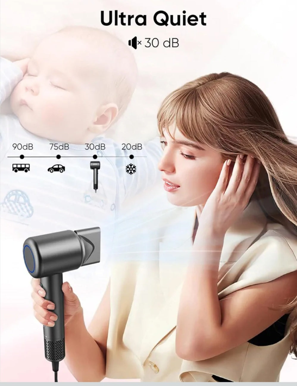 Aniekin Hair Dryer, High-Speed Ionic Low Noise Blow Dryer