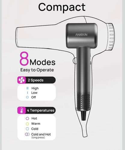 Aniekin Hair Dryer, High-Speed Ionic Low Noise Blow Dryer