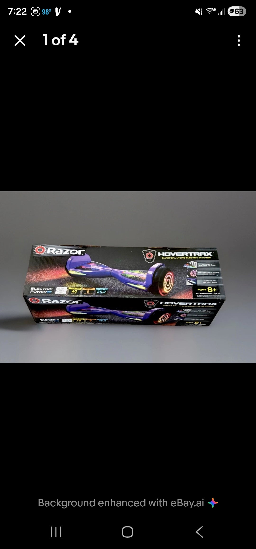 RAZOR BLACK LABEL HOVERTRAX BALANCING ELECTRIC SCOOTER w/ LED - PURPLE - NEW
